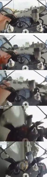 El caso del gilipo que cierra como un endemoniado sin mirar el retrovisor derecho, arrollando al motorista.